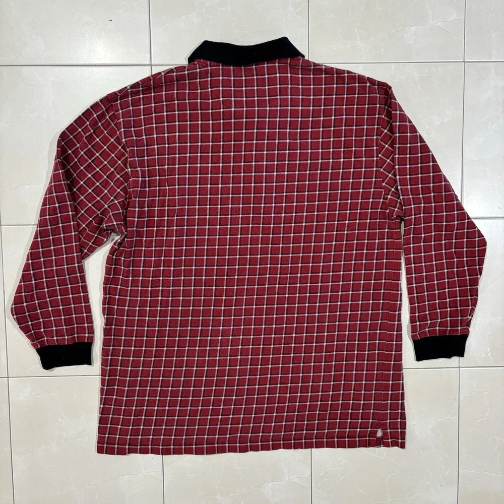 Vintage Chaps Ralph Lauren Rugby Polo Shirt Men's XL Plaid 90s Y2K Skate Preppy